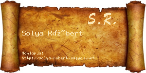 Solya Róbert névjegykártya